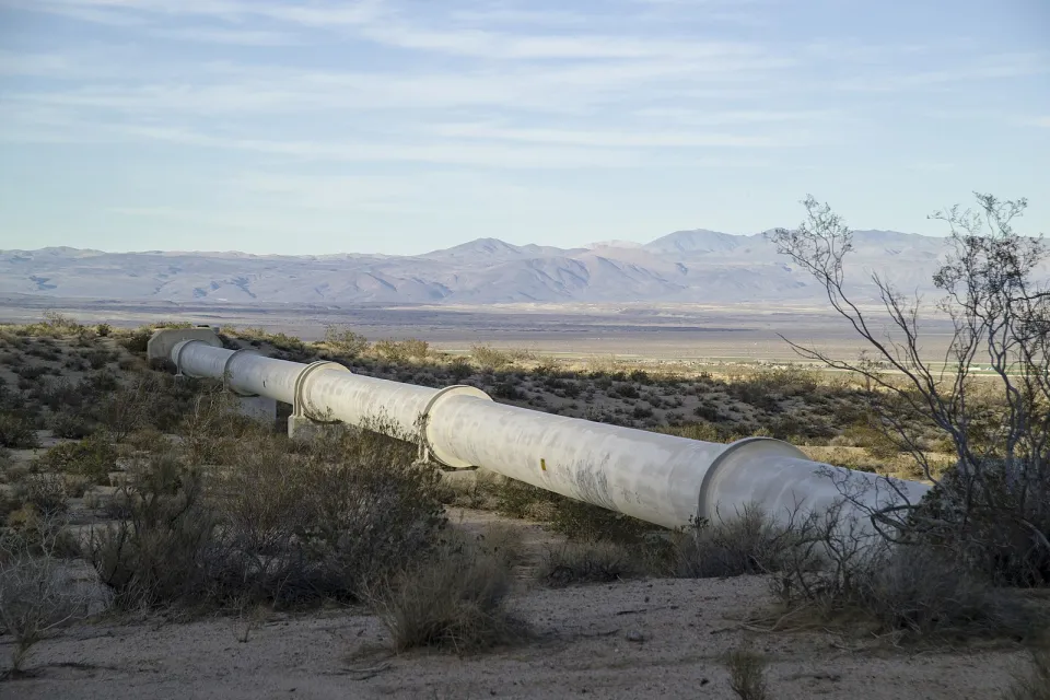 A water-pipeline in the foothills west of Ridgecrest, CA